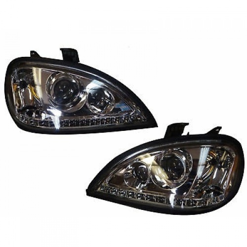 Freightliner Columbia Headlight LED Stripe Crystal Pair Set Left Right Projector